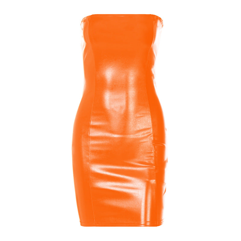 Leather Tube Top Dress - Solid Color Leather (7517958504536)