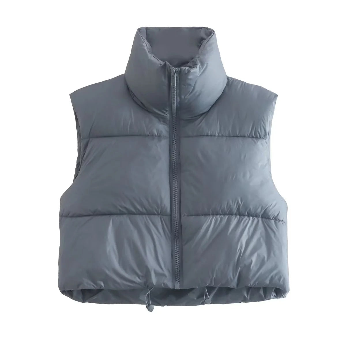 Sleeveless Zipped Stand Collar - Cotton Padded Vest (7516615704664)