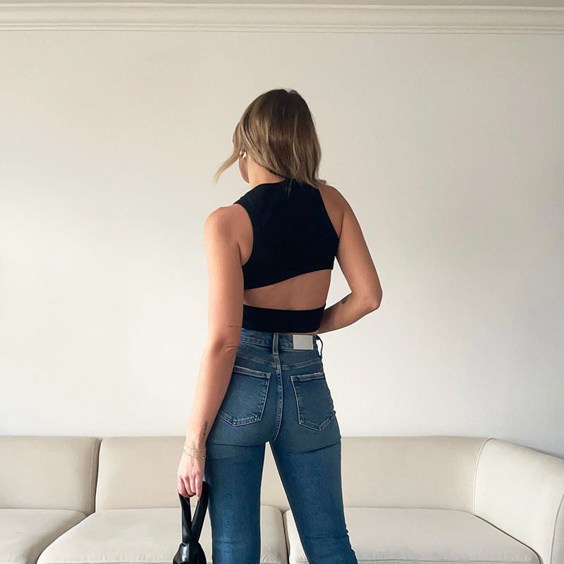 Hollow-Out Cut-Out Tank Top Crop-Top