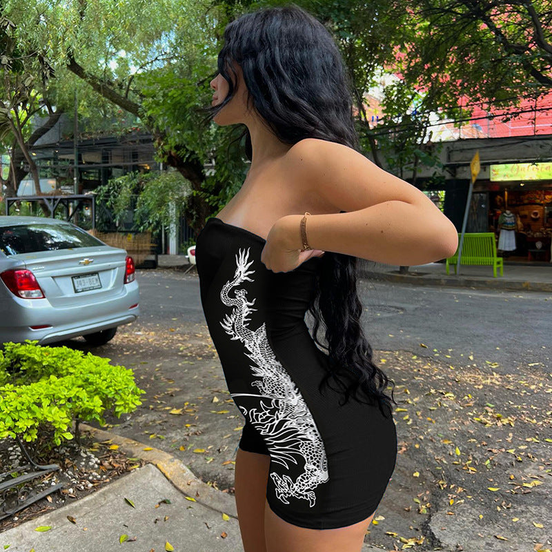Dragon Tube-Top Sleeveless Romper