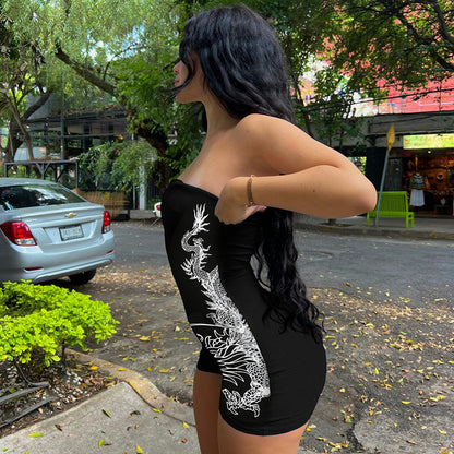 Dragon Tube-Top Sleeveless Romper
