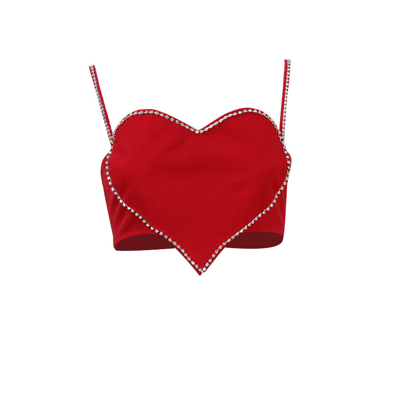 Cropped Diamond & Heart-Shaped Bandeau Top
