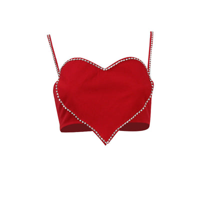 Cropped Diamond & Heart-Shaped Bandeau Top