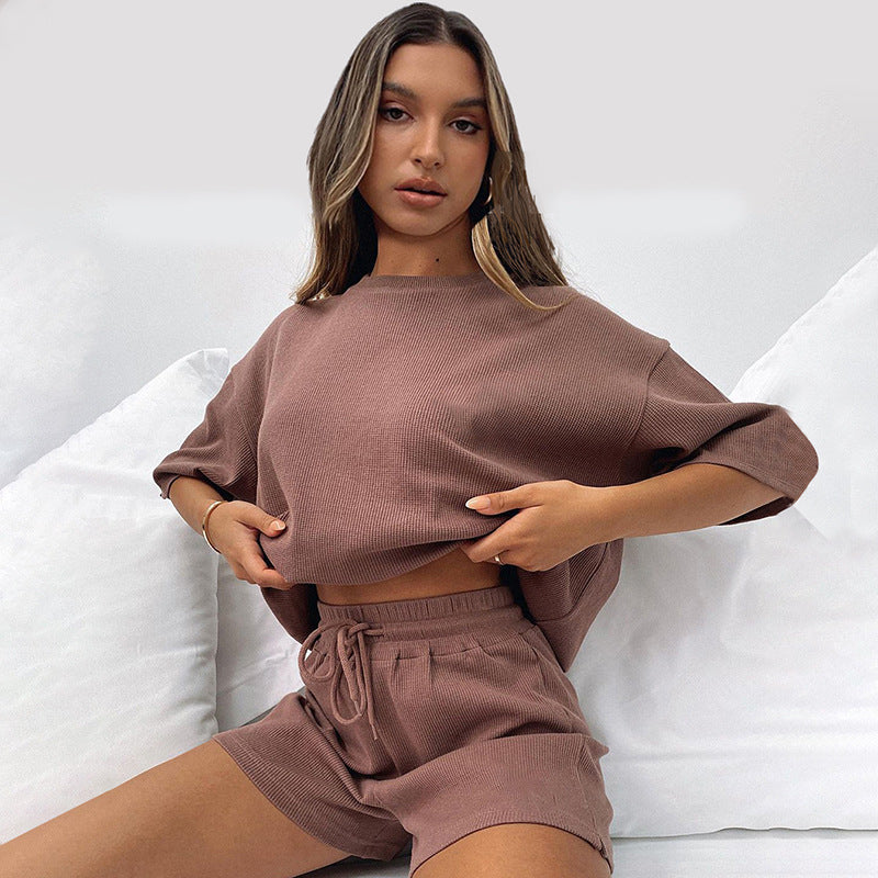Solid Color Loose-Fitting - Long Sleeves Sweatshirt Set (7517823664216)