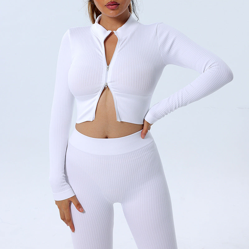 Mid-Zip - Collared Yoga Top Mid-Zipper & Yoga Shorts Set (7520691585112)