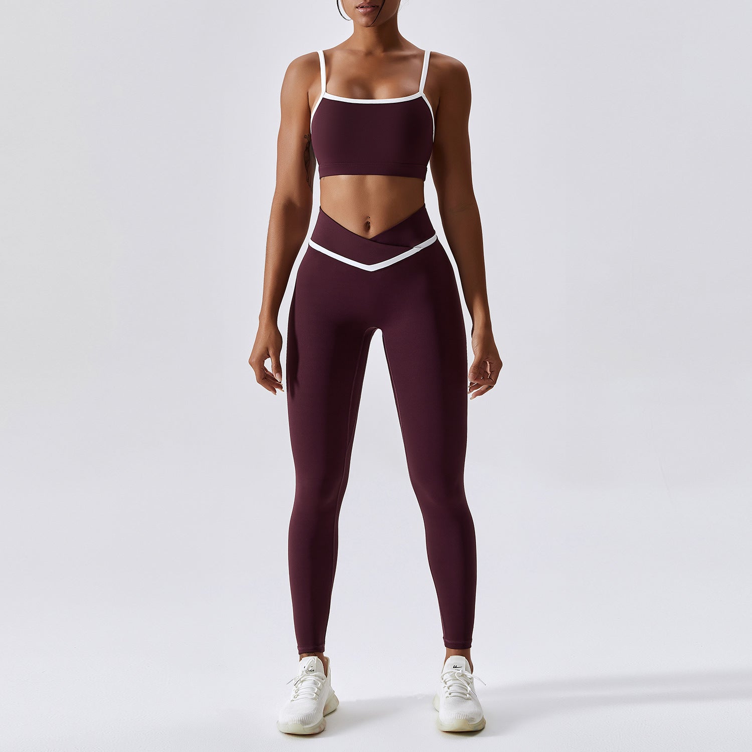 Patchwork High-Low Contrast Color - Yoga Two-Piece Set (7516856942680)