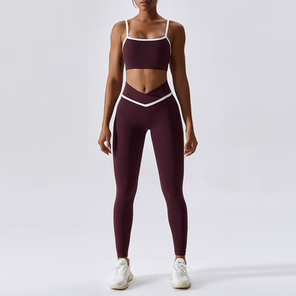 Patchwork High-Low Contrast Color - Yoga Two-Piece Set (7516856942680)
