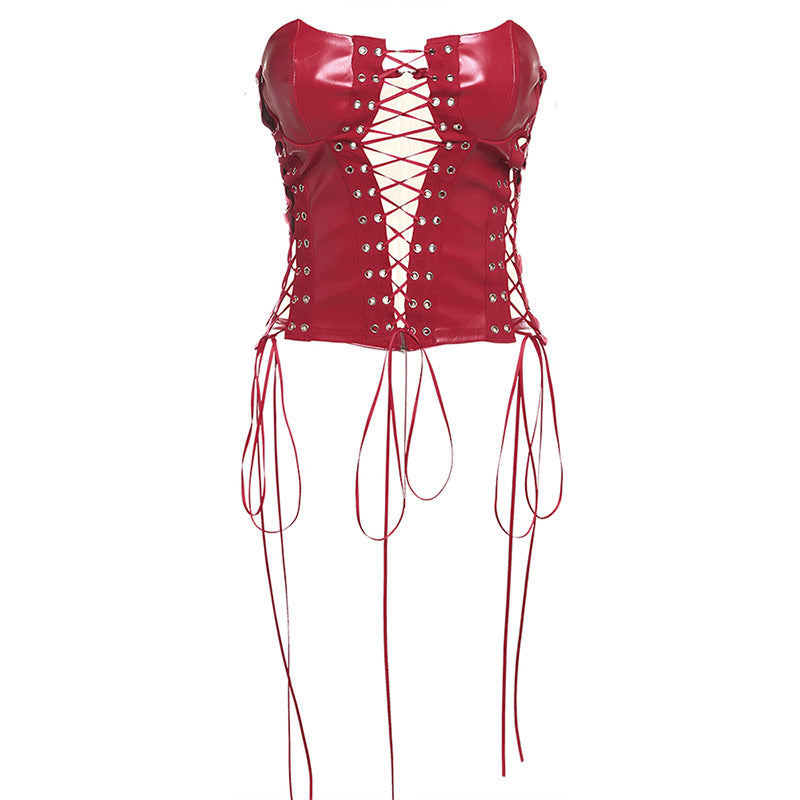 So Laced-Up! - Lace-Up Leather Corset (7517897687128)