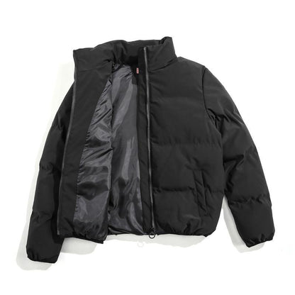 Plus Size Solid Color Cotton Stand-Up Collar Jacket