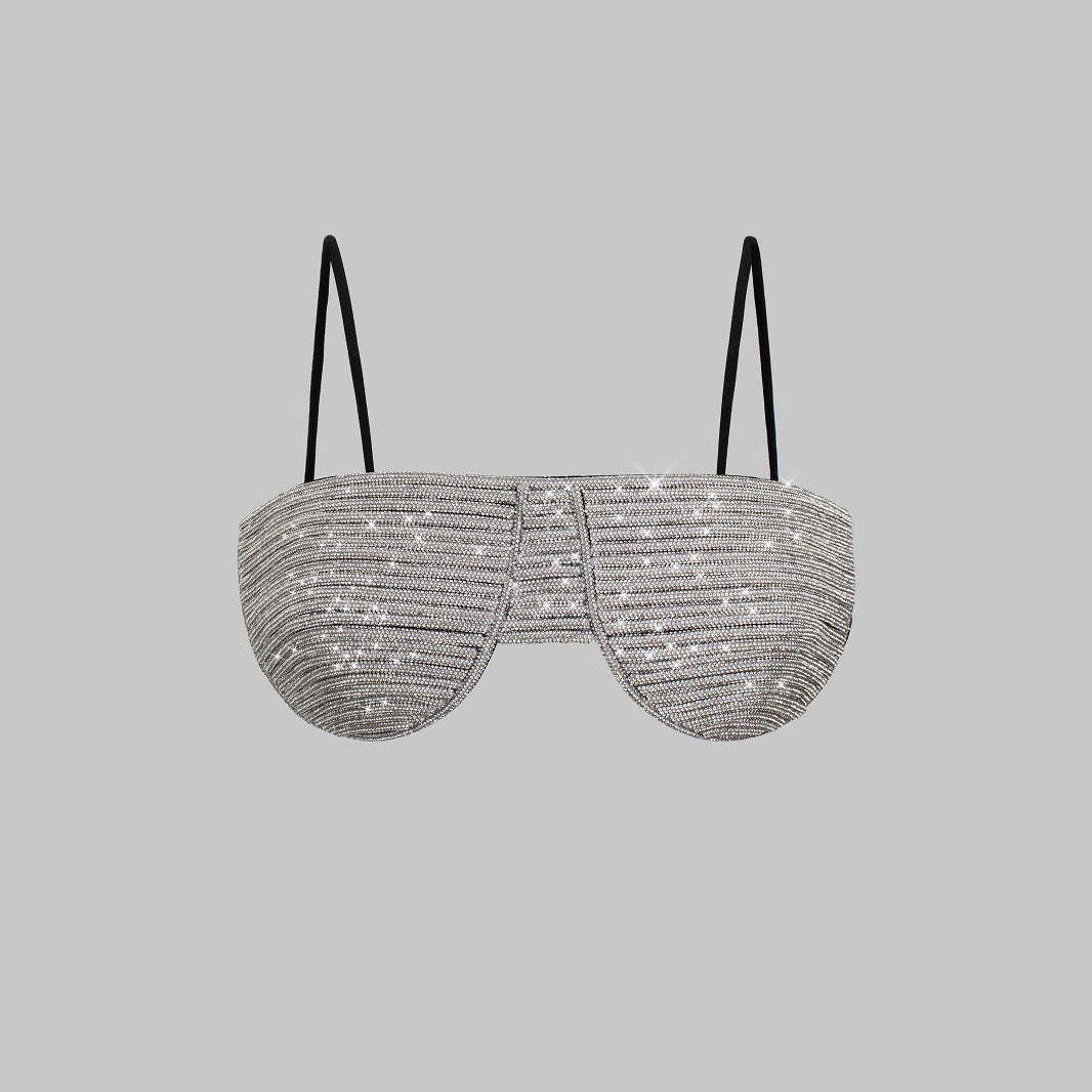 Rhinestone Tube Top Bra Ultra Short Crop-Top