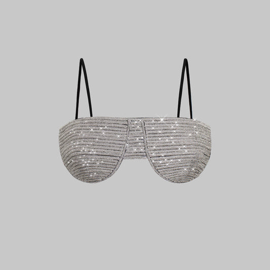 Rhinestone Tube Top Bra Ultra Short Crop-Top