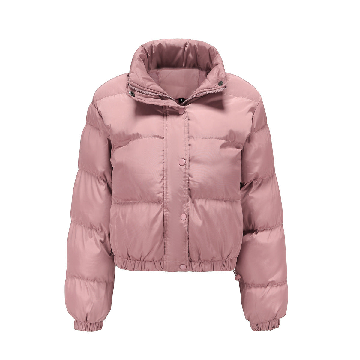 Short Cotton Jacket Long Sleeves High Collar Cotton-Padded Coat (7516616294488)