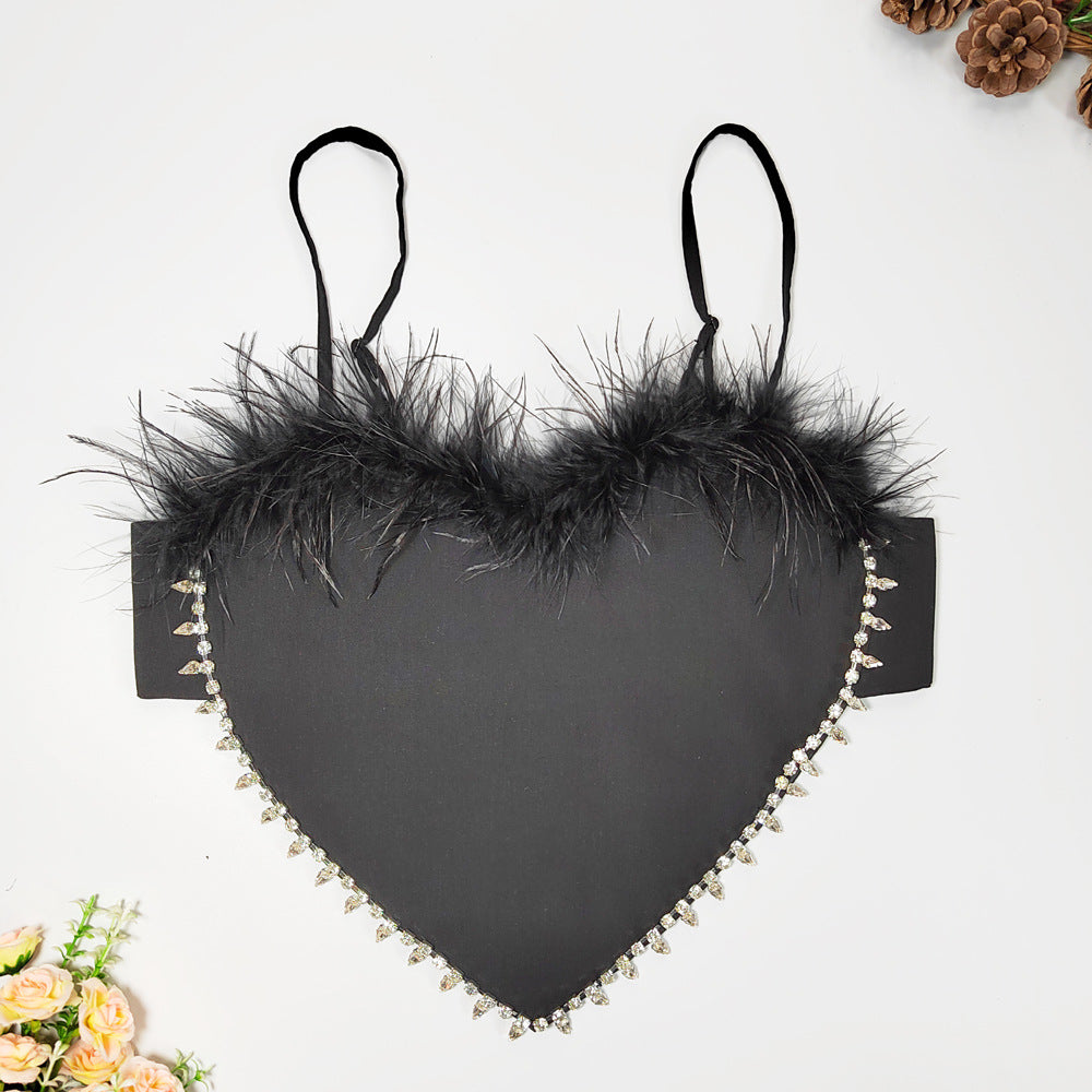 Heart-Shaped Feather-Wrapped Tube-Top