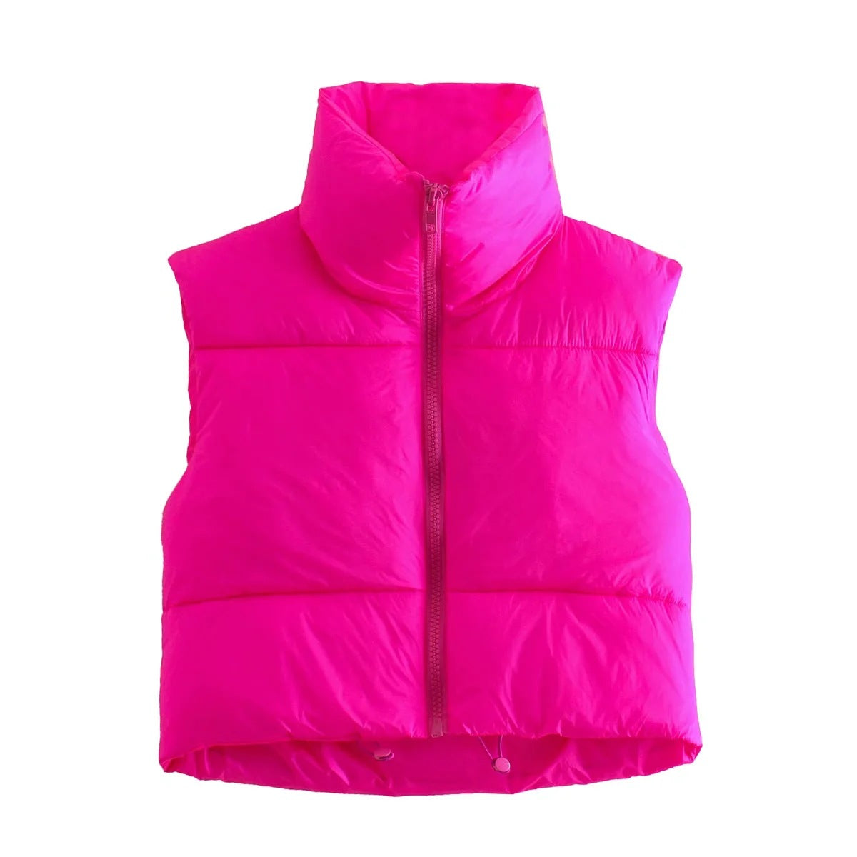 Sleeveless Zipped Stand Collar - Cotton Padded Vest (7516615704664)