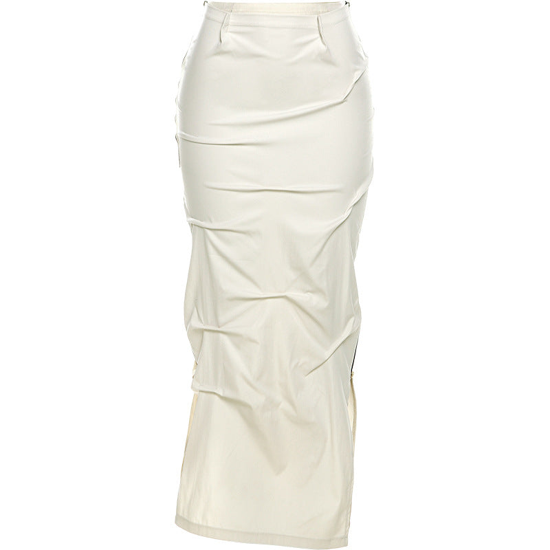Solid Color Poly-Urethane Leather Tube Skirt