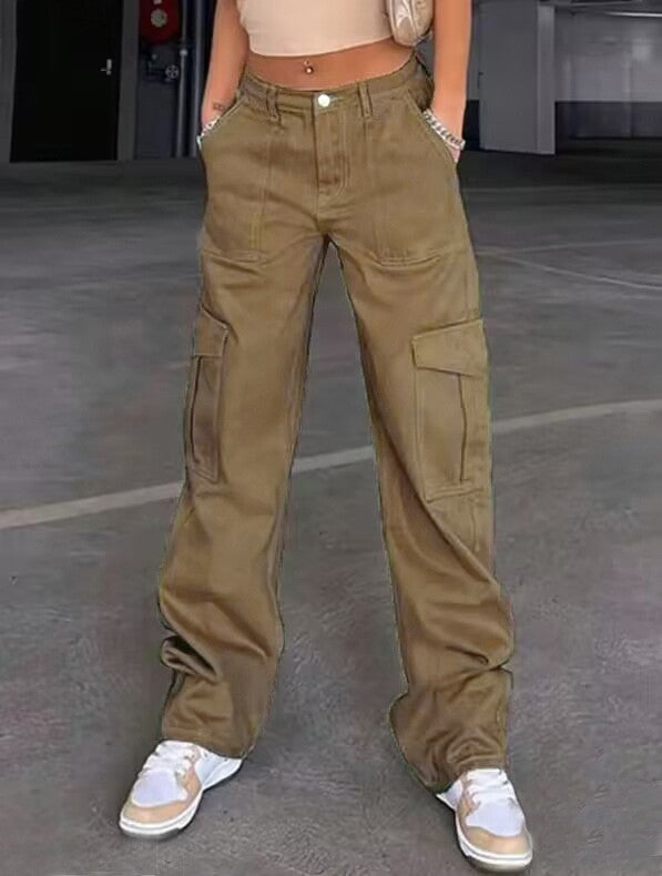 Retro Pockets High-Waist Denim Pants