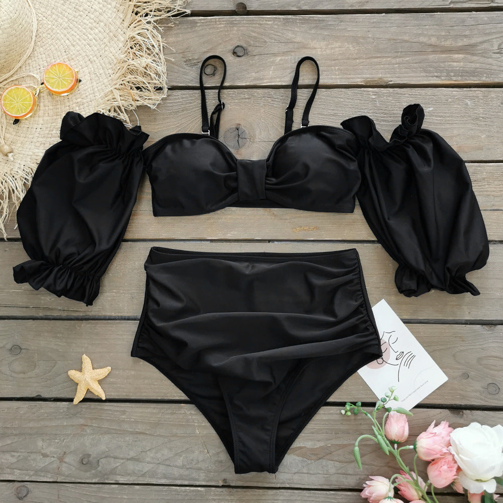 Tube Top Puff - Short Sleeve High-Waist Bikini (7516533031000)
