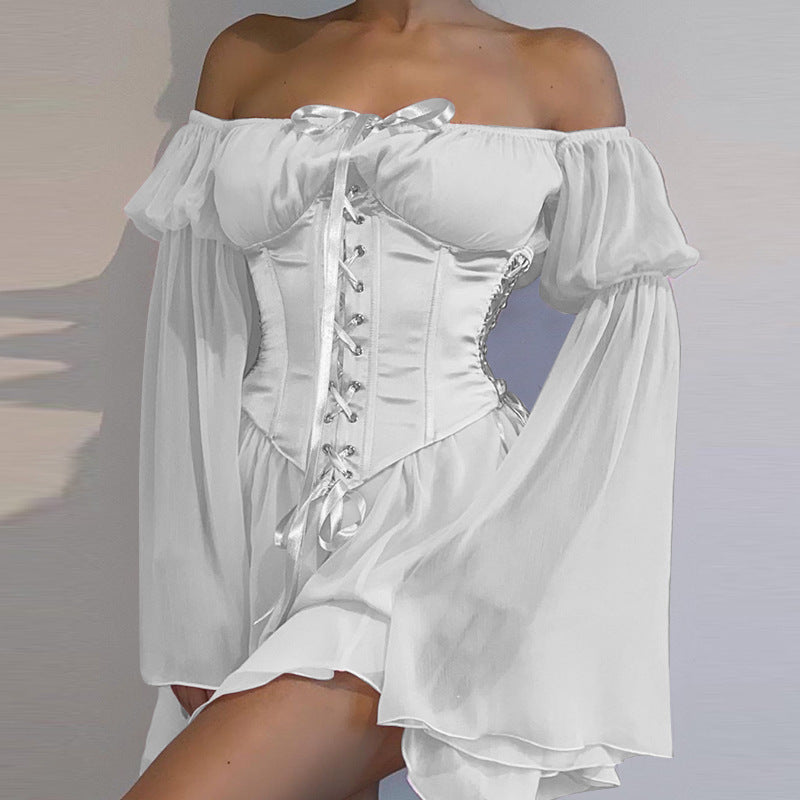 Chiffon Off-Shoulder Corset Two-Piece Dress
