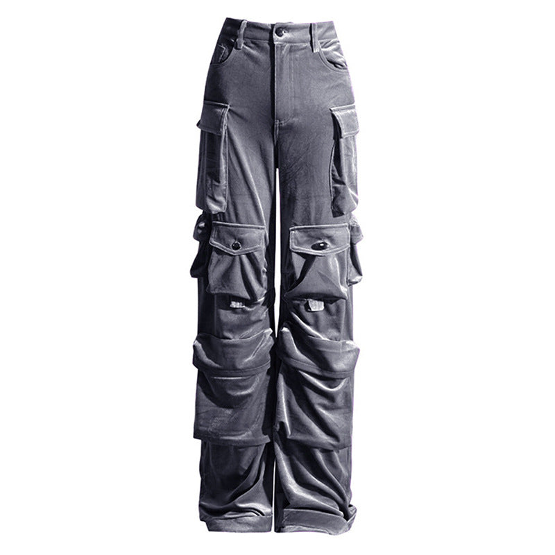 Tooling Stitching High-Waist Multi-Pocket Pants (7524749836376)
