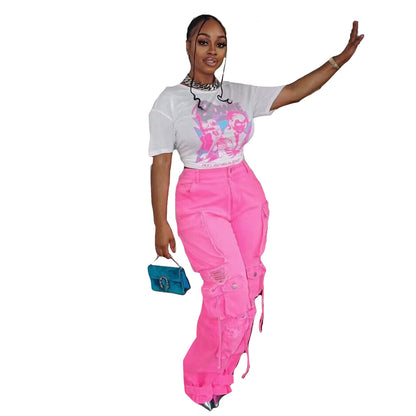 Retro Stereo Multi-Pocket Denim Jeans