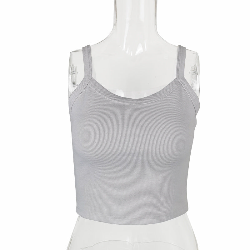 Knitted Camisole Cropped Slim-Fit U-Collar Vest Crop-Top