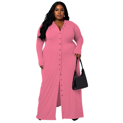 Plus-Size Stripe Split Dress