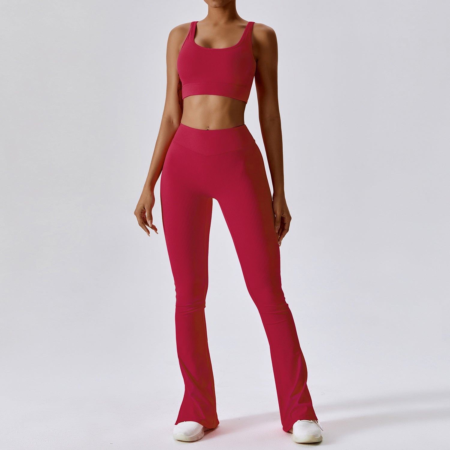 One-Shoulder Slightly-Flared Wide-Leg Pilates Set (7520614711384)