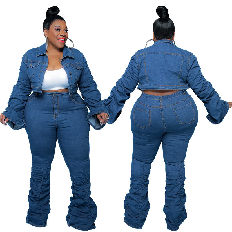Pleat Piles - Denim Two-Piece Pleated Pile Pants & Top (7516547186776)