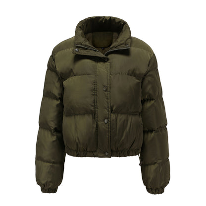 Short Cotton Jacket Long Sleeves High Collar Cotton-Padded Coat (7516616294488)