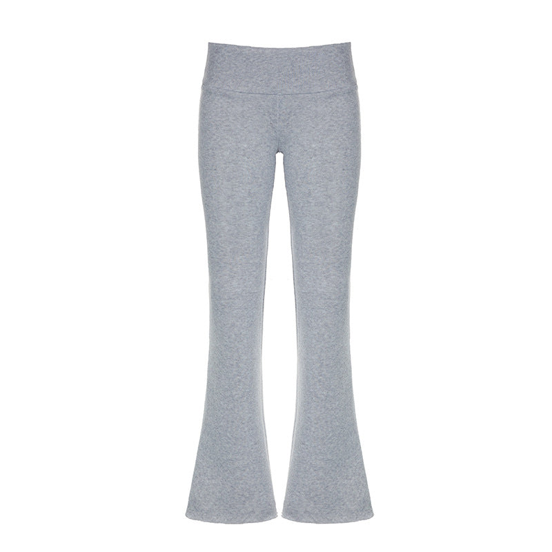 Solid Color Low-Waist Wide Leg Flared Pants (7524821008472)