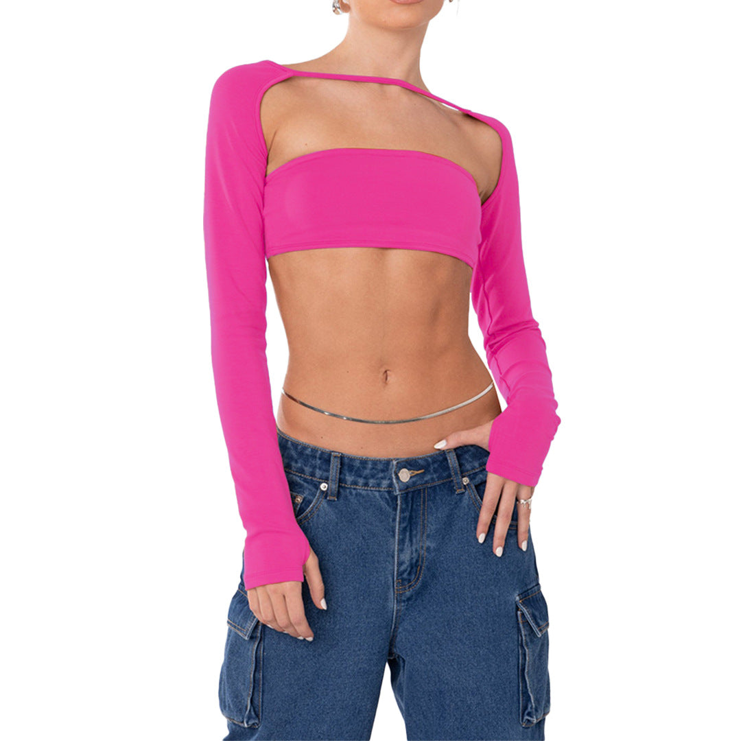 Backless Lace-Up Tube Top Finger Fit Design - Two-Piece Set Top (7518483972184)