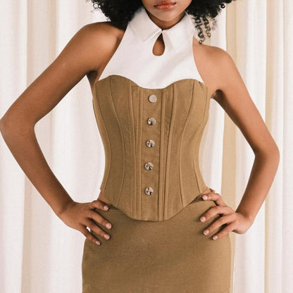 Halter Patchwork Vest Corset