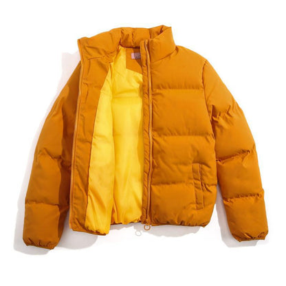 Plus Size Solid Color Cotton Stand-Up Collar Jacket