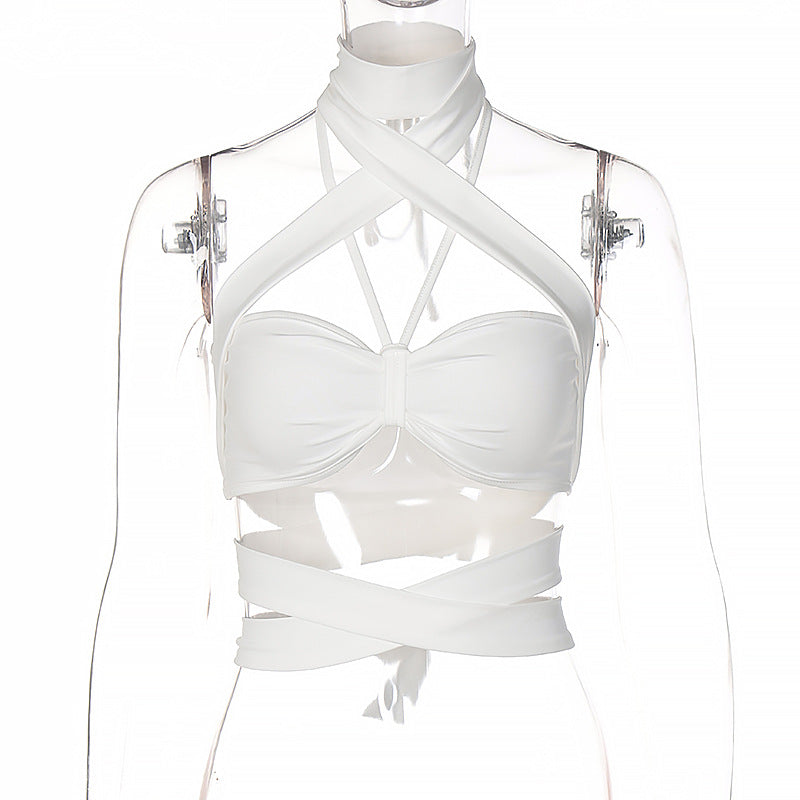 Endless Ties - Cropped Hollow Out Cut-Out Strap Halter Tube Top (7517936877656)