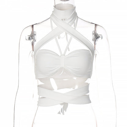 Endless Ties - Cropped Hollow Out Cut-Out Strap Halter Tube Top (7517936877656)