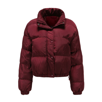 Short Cotton Jacket Long Sleeves High Collar Cotton-Padded Coat (7516616294488)