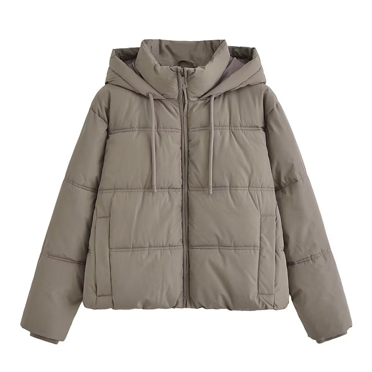 Winter Women Clothing All Match Casual Hooded Cotton Clothing Cotton Coat (7524988125272)