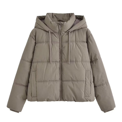 Winter Women Clothing All Match Casual Hooded Cotton Clothing Cotton Coat (7524988125272)