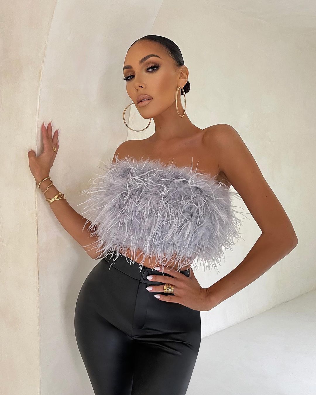 Furry & Fluffy! - Feather Fluff Fur Tube-Top Crop-Top (7518483251288)