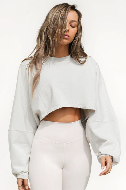Knitwear With Bottoming Crop-Top Sweater - Round Neck Long Sleeves (7517821861976)