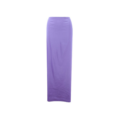 Slim-Fit Solid Color Asymmetrical Skirt