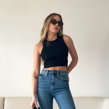 Hollow-Out Cut-Out Tank Top Crop-Top