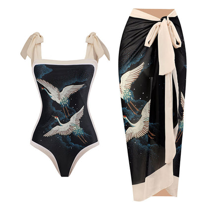 Conservative - One-Piece & Chiffon Blouse Swimsuit Set (7518654398552)