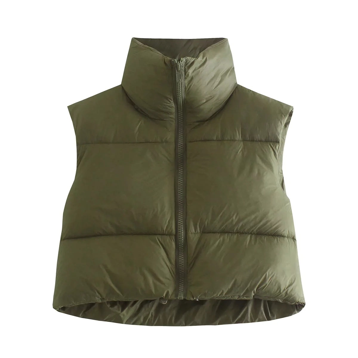 Sleeveless Zipped Stand Collar - Cotton Padded Vest (7516615704664)