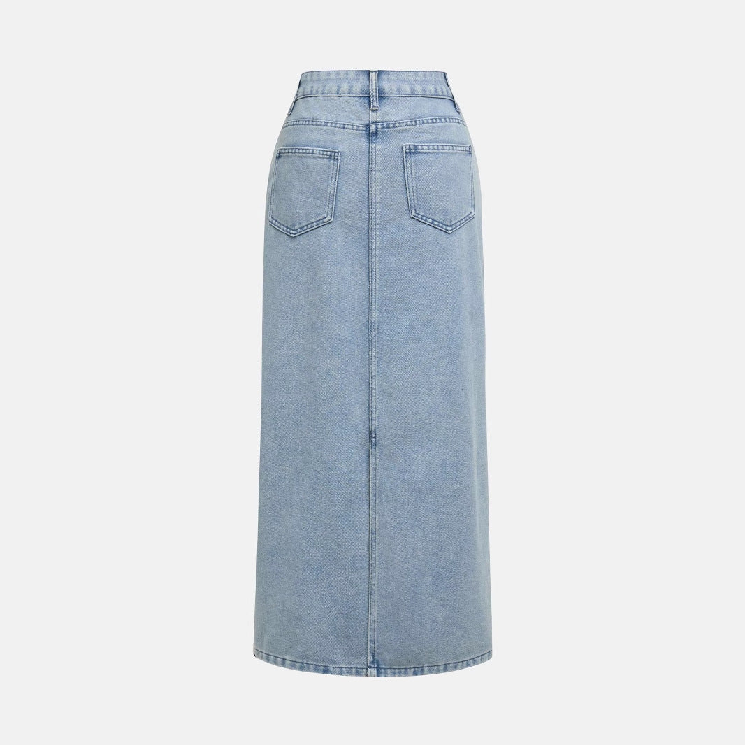 Printed Bow Top Pearl All-Matching Denim Skirt