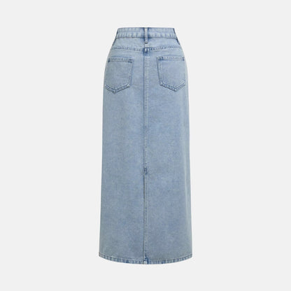 Printed Bow Top Pearl All-Matching Denim Skirt