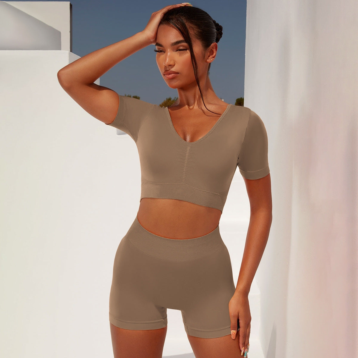Short Sleeves Top & Shorts - Yoga Set (7516860416088)