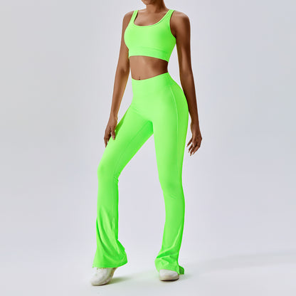 One-Shoulder Slightly-Flared Wide-Leg Pilates Set (7520614711384)