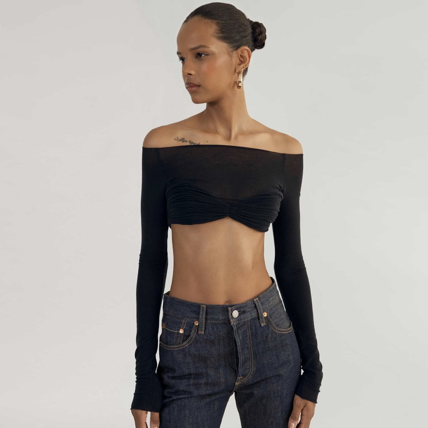 Connect The Bow - Bow-Sheer Off-Neck Tube Top (7518487773272)
