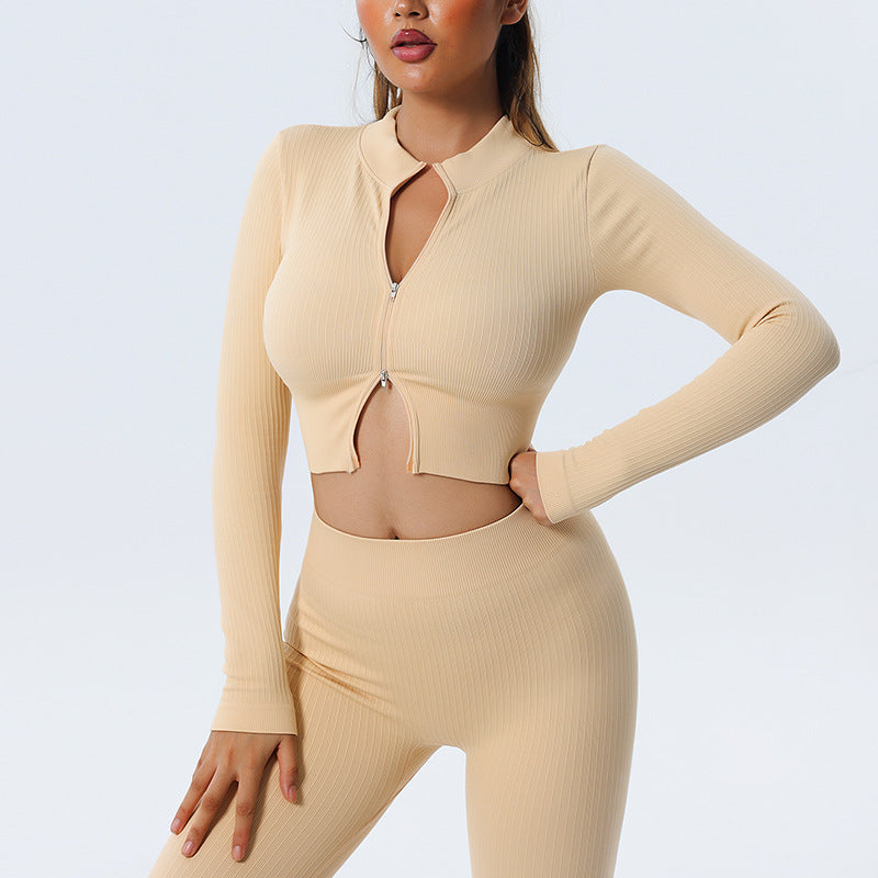 Mid-Zip - Collared Yoga Top Mid-Zipper & Yoga Shorts Set (7520691585112)